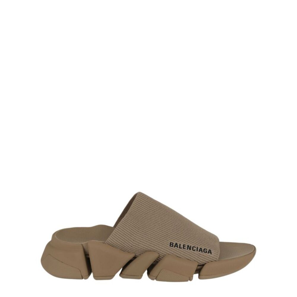 Balenciaga Speed 2.0 Recycled Knit Slides Beige Womens